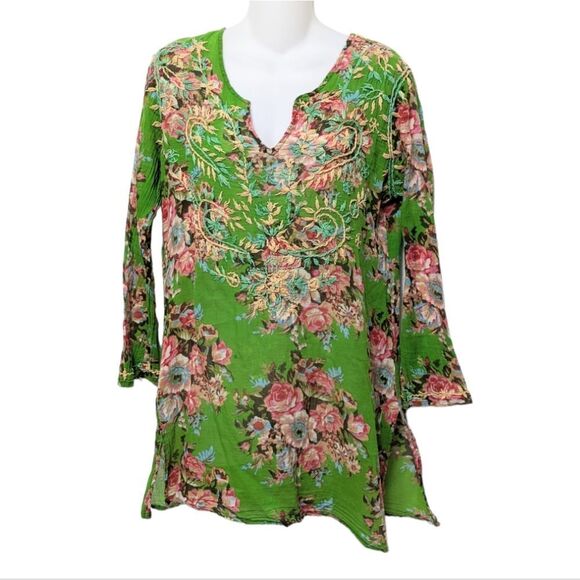 SIMI Embroidered Floral Tunic Top M - Picture 1 of 7
